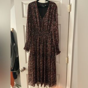 Just Taylor long sleeve dress with animal print
